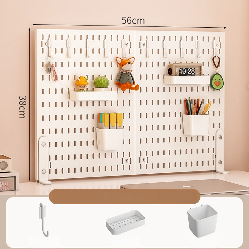 Darba galda uzglabāšanas plaukts ar perforētu paneli - vertikālais organizators austiņām, 1 kārta, plastmasa, minimālistisks stils