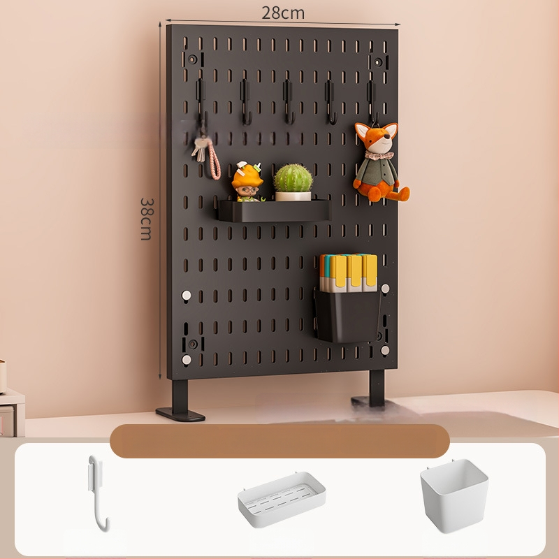 Darba galda uzglabāšanas plaukts ar perforētu paneli - vertikālais organizators austiņām, 1 kārta, plastmasa, minimālistisks stils