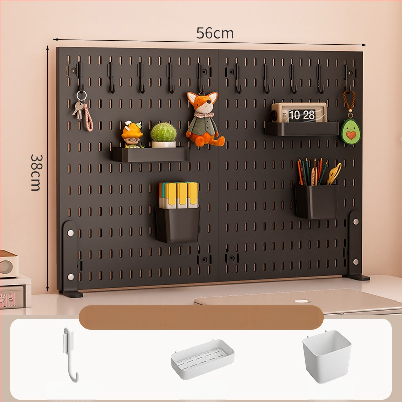 Darba galda uzglabāšanas plaukts ar perforētu paneli - vertikālais organizators austiņām, 1 kārta, plastmasa, minimālistisks stils