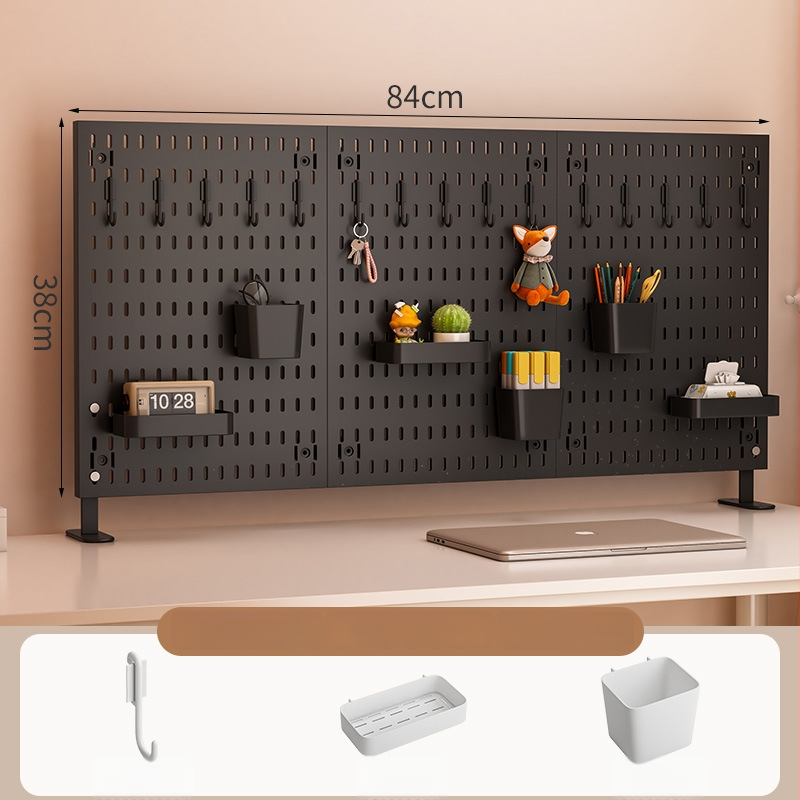 Darba galda uzglabāšanas plaukts ar perforētu paneli - vertikālais organizators austiņām, 1 kārta, plastmasa, minimālistisks stils