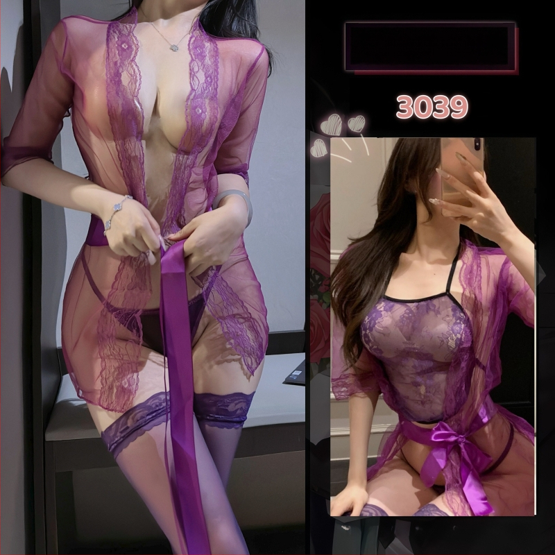 Csipkés, áttetsző hálóing szett kötéssel nőknek, poliészter anyag, 95–100% poliészter