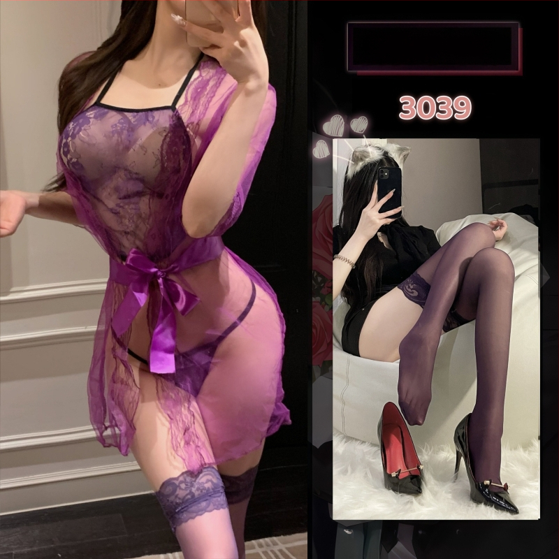 Csipkés, áttetsző hálóing szett kötéssel nőknek, poliészter anyag, 95–100% poliészter