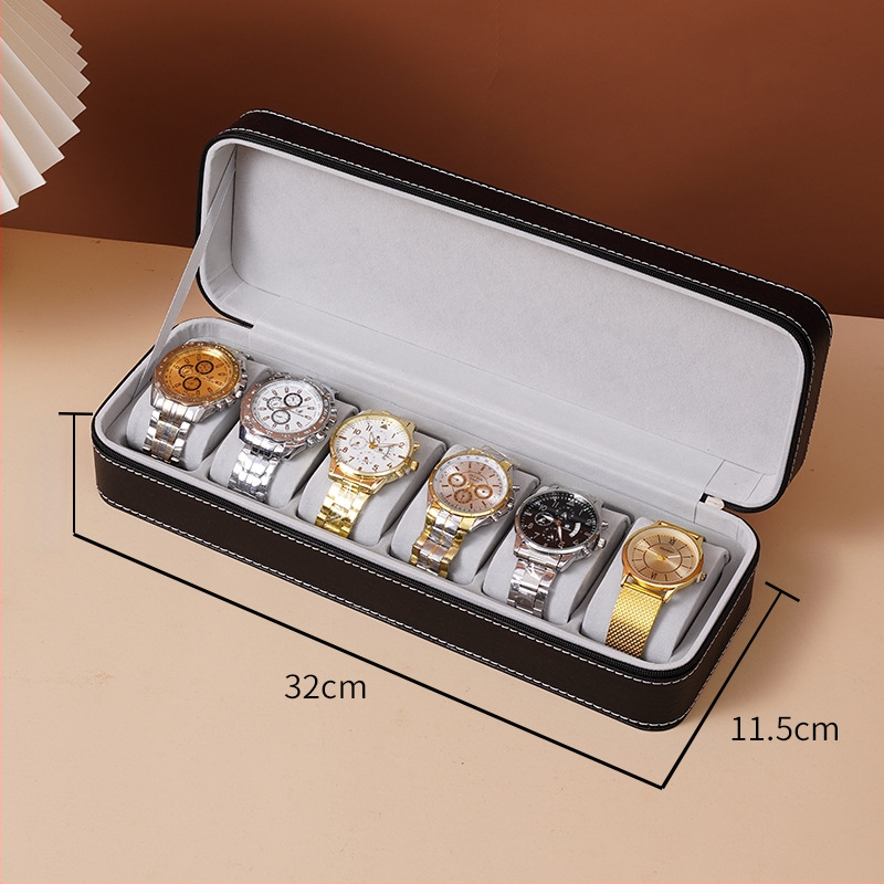 Odinė laikrodžių saugojimo dėžutė su užtrauktuku, nešiojama laikrodžių ekspozicijos dėžutė, 2024 m. pavasaris