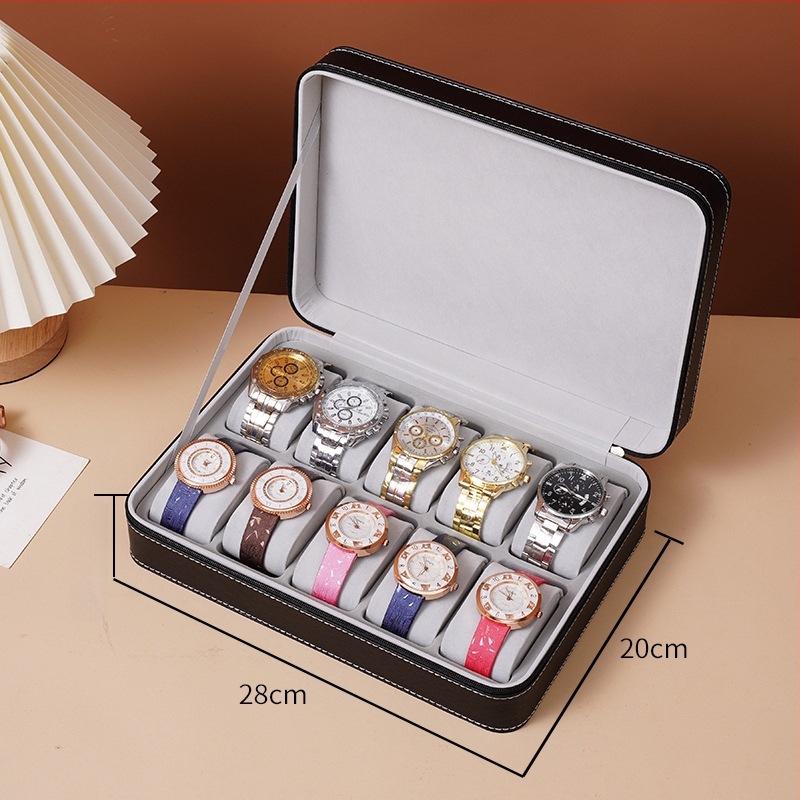 Odinė laikrodžių saugojimo dėžutė su užtrauktuku, nešiojama laikrodžių ekspozicijos dėžutė, 2024 m. pavasaris