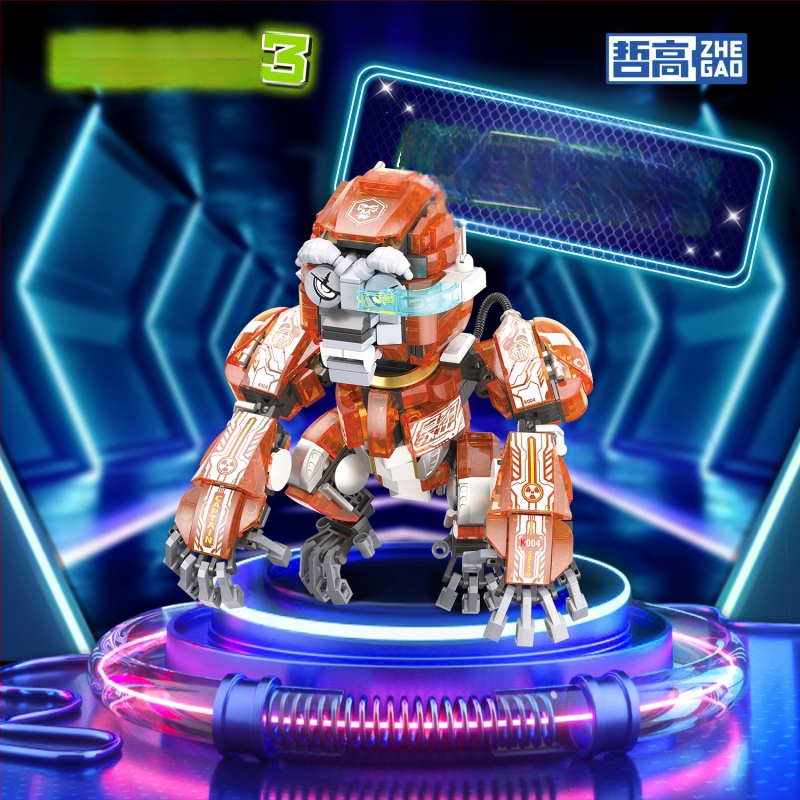 LEGO saderīgs blokiem komplekts: Orangutan dinozaura modelis, ABS plastmasa, 400–800 detaļas, bez elektrības, vecums 7–14 gadi