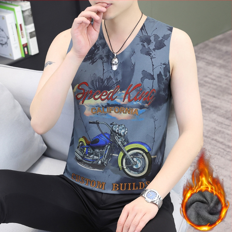 Vīriešu ziemas reversīvā samta termo veste ar džakarda rakstu, V kaklu, bez piedurknēm, bieza poliestera šķiedra