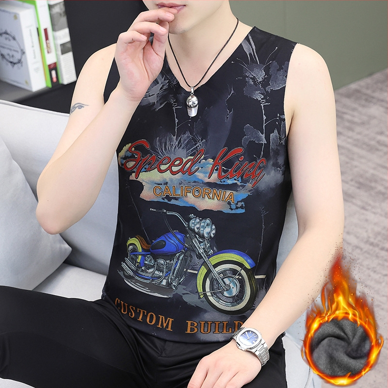 Vīriešu ziemas reversīvā samta termo veste ar džakarda rakstu, V kaklu, bez piedurknēm, bieza poliestera šķiedra