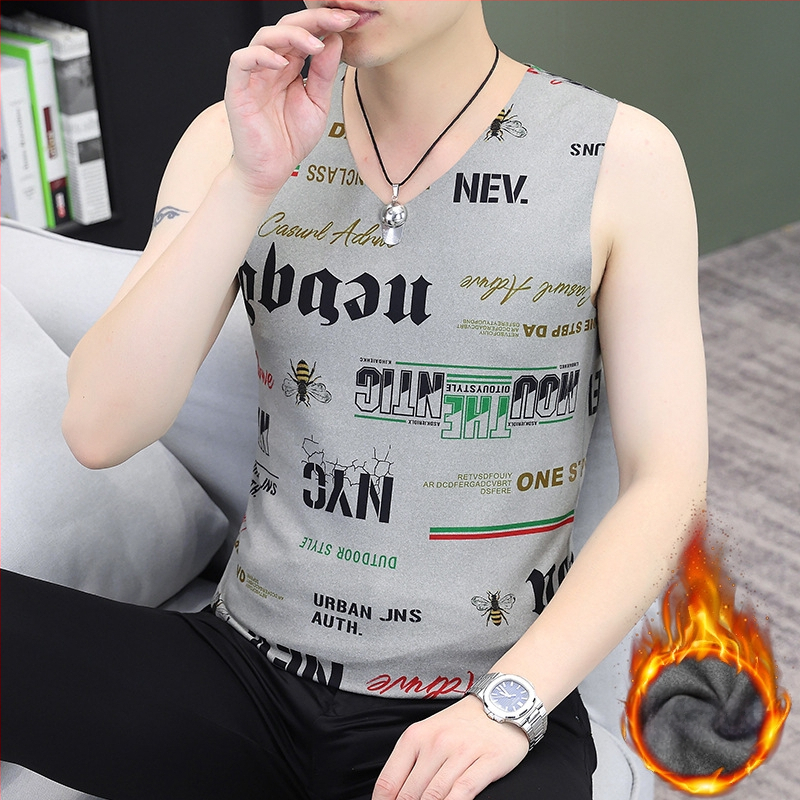 Vīriešu ziemas reversīvā samta termo veste ar džakarda rakstu, V kaklu, bez piedurknēm, bieza poliestera šķiedra