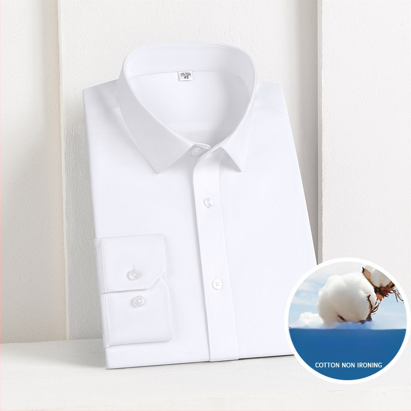 Vīriešu bezgludināmas krekli, 96% kokvilna, garas piedurknes, kvadrātveida apkakle, vienkrāsains raksts