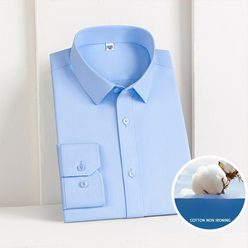 Vīriešu bezgludināmas krekli, 96% kokvilna, garas piedurknes, kvadrātveida apkakle, vienkrāsains raksts