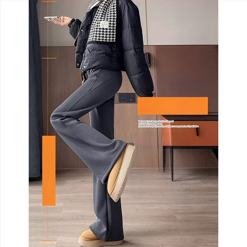 Mātītes platais bikses ar vēdera atbalstu, iekšējais fleece, brīvs piegriezums, kokvilnas-samējas audums, mikro-elastība, rudens-ziema un pavasara-rudens sezonām