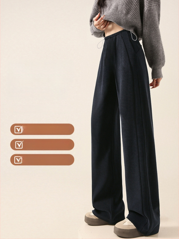 Grūtnieču ziemas bikses ar flīsa iekšdieni, biezas un silti, plata kāja, taisns piegriezums, vidējā josta; materiāls: kokvilnas-poliesters 50–70% saturs