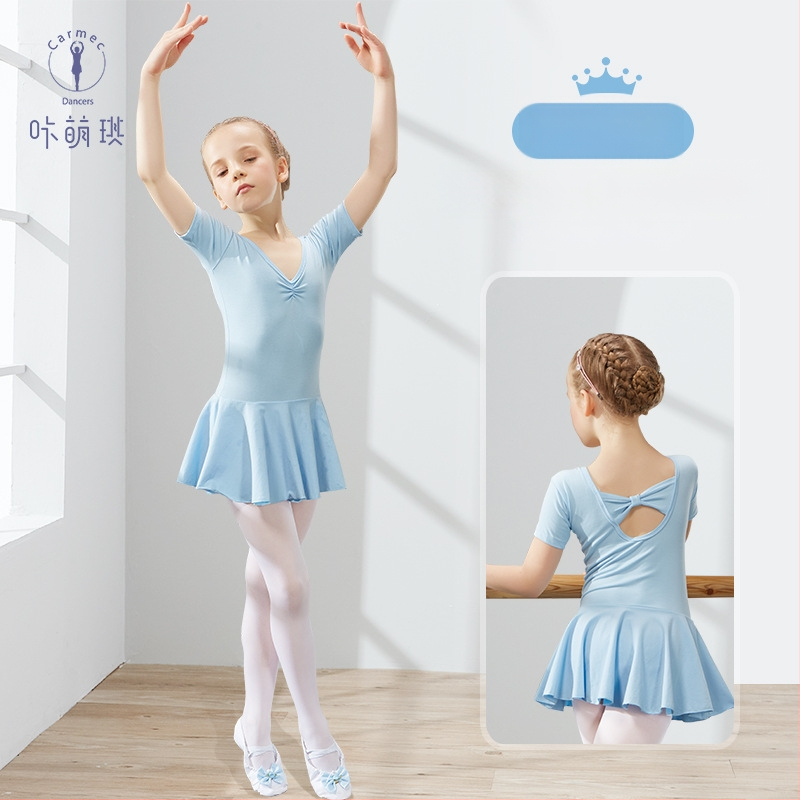 Kamengqi bērnu baleta trenēšanas kleita ar garām un īsām piedurknēm, princeses stils, 93% kokvilna, mīksta apstrāde, enzīmu mazgāšana, 3–8 gadi