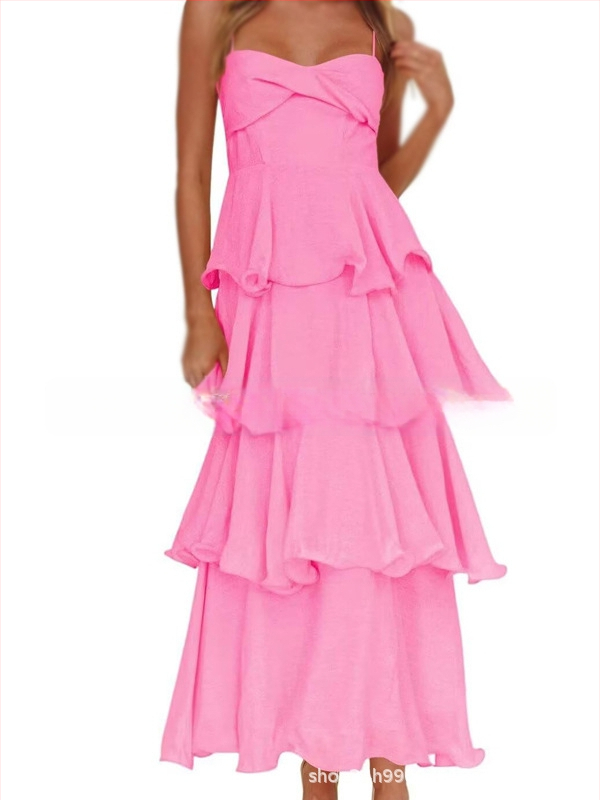 Polüesteri pikk A-line kleit varrukateta, kõrge vöökoht, elegantne õhtukleit pulmadeks (2026)