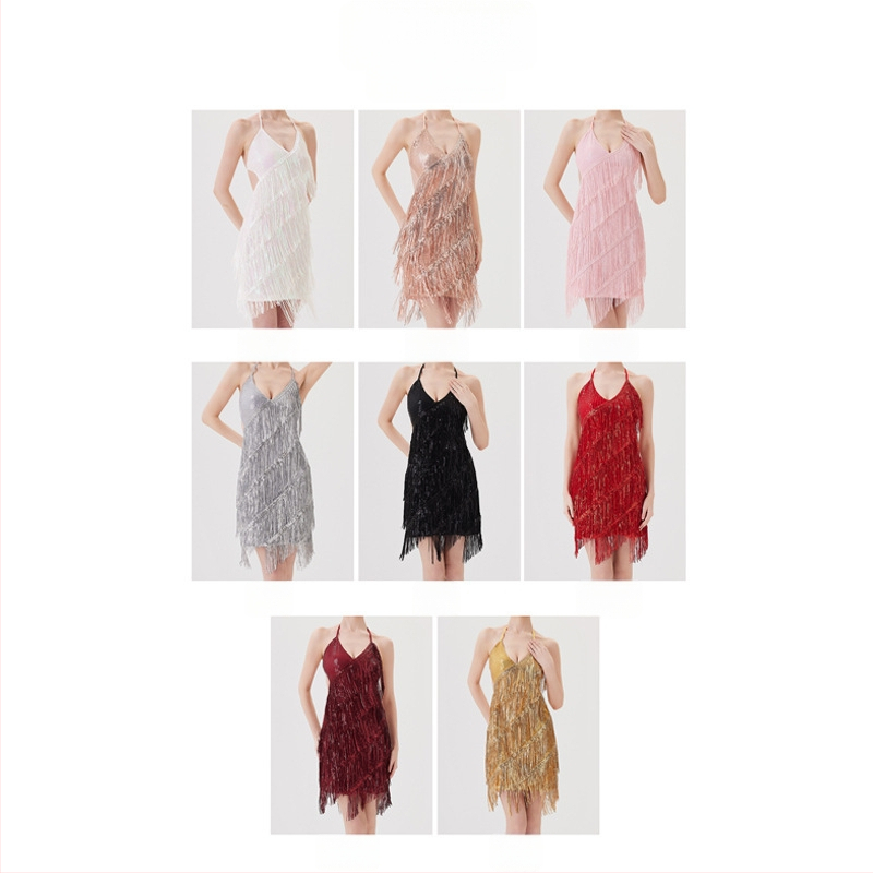 Elegantne Latīņu deju treeningkomplekt naistele — õmmeldud seelikuga komplekt, materjal: polüester (>95%), triacetaat (>95%), suvi 2025