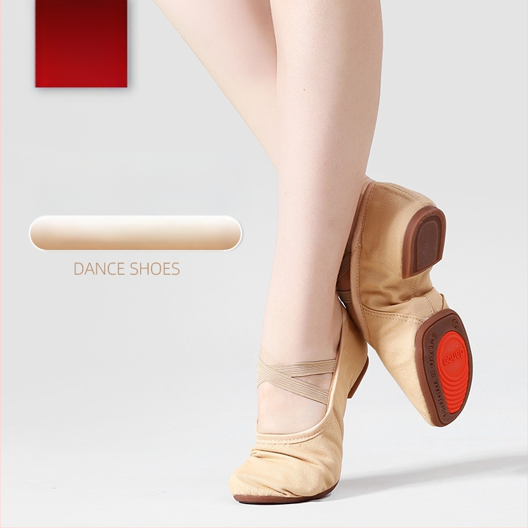 Deju kurpes pieaugušām sievietēm, bez šņorēm, mīksta pamatne, auduma augšdaļa, gumijas zole, elpojošas.