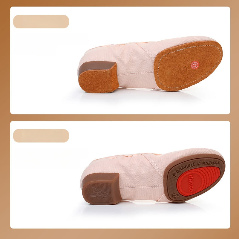 Pantofi de dans pentru femei, tocuri de 2 cm – partea superioară din pânză, talpă din tendoane de vițel, ușori, pentru balet, dans modern și latino, toate sezoanele
