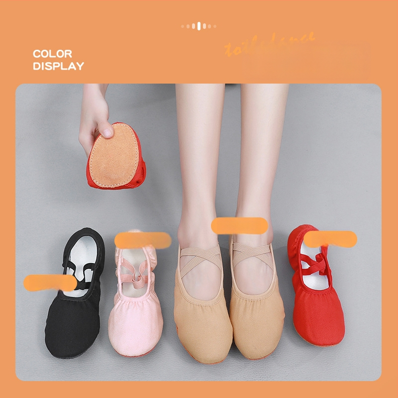 Deju kurpes pieaugušām sievietēm, auduma augšdaļa, gumijas zole, anti-slīdējoša, piemērotas baletam, mūsdienu deja un latīņu deja