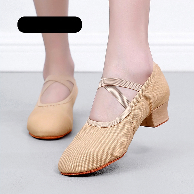 Deju kurpes pieaugušām sievietēm, auduma augšdaļa, gumijas zole, anti-slīdējoša, piemērotas baletam, mūsdienu deja un latīņu deja