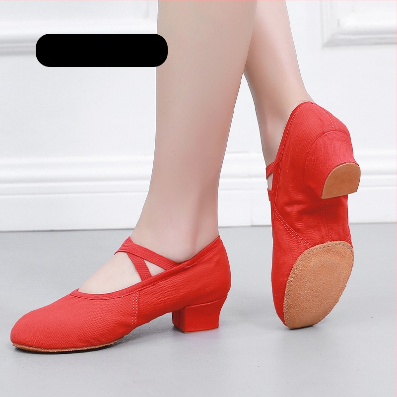 Deju kurpes pieaugušām sievietēm, auduma augšdaļa, gumijas zole, anti-slīdējoša, piemērotas baletam, mūsdienu deja un latīņu deja