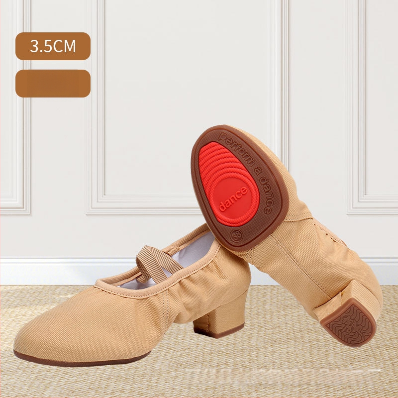 Deju kurpes pieaugušām sievietēm, auduma augšdaļa, gumijas zole, anti-slīdējoša, piemērotas baletam, mūsdienu deja un latīņu deja