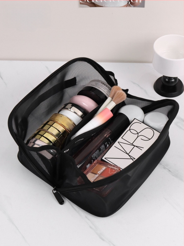 Daudzslāņu neilona kosmētikas soma, liela ietilpība, elpojoša, ūdensnecaurlaidīga, sausā–slapja atdalīšana, ar rāvējslēdzēju