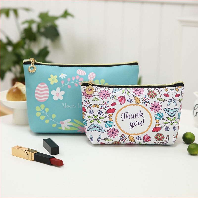 Kosmētikas soma ar ziedu rakstu, ūdensizturīgs PU materiāls, pārnēsājama ceļojumu kosmētikas soma sievietēm ar poliestera oderi