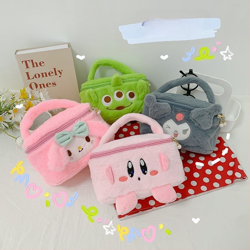 Kozmetička torbica (japanskog stila, pliš materijal, motiv anime crtića, velika zapremina, prenosna)