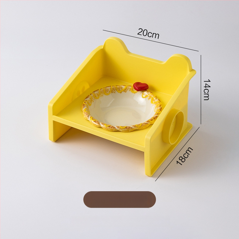 Paaugstināts keramikas kaķu bļodas statīvs ar adīta maliņu, 3D dizains, pret apgāšanos