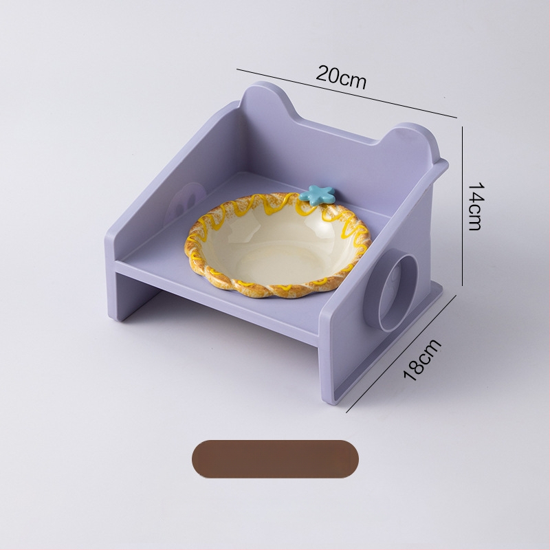 Paaugstināts keramikas kaķu bļodas statīvs ar adīta maliņu, 3D dizains, pret apgāšanos