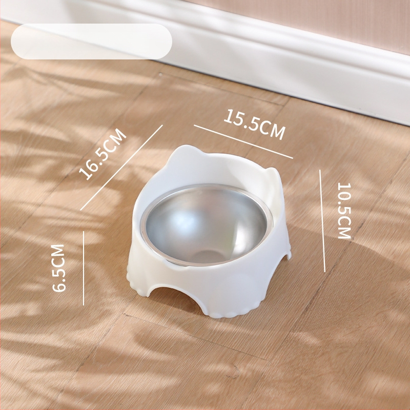 Sienā piestiprināms kaķu barošanas trauks, plastmasas pamatne ar keramisku vai nerūsējošā tērauda bļodu, telpām draudzīgs dizains