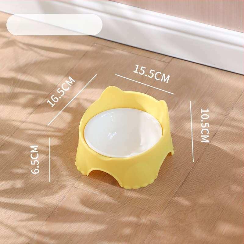 Sienā piestiprināms kaķu barošanas trauks, plastmasas pamatne ar keramisku vai nerūsējošā tērauda bļodu, telpām draudzīgs dizains