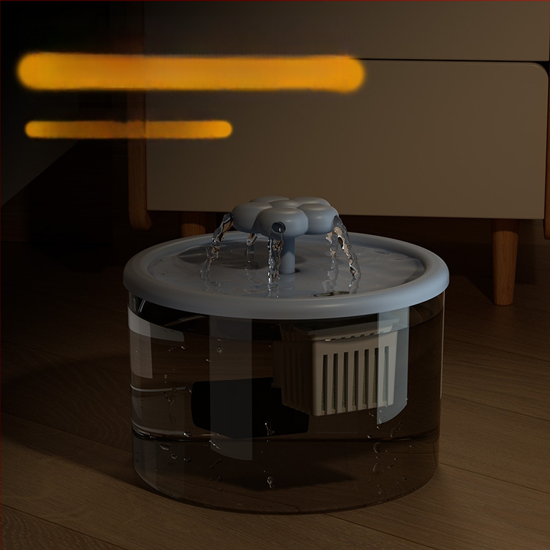 Kaķu ūdens fontāns ar automātisku filtrēšanu un cirkulāciju svaigas ūdens, energoefektīvs un kluss, materiāls PP