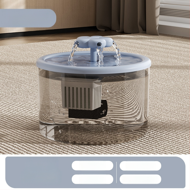 Kaķu ūdens fontāns ar automātisku filtrēšanu un cirkulāciju svaigas ūdens, energoefektīvs un kluss, materiāls PP