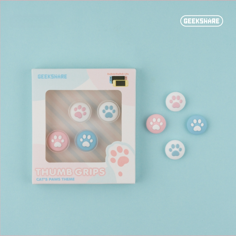Nintendo Switch Lite silikono džojstiko dangtelių rinkinys su kačių nagų dizainu; įtraukti keturi dangteliai; suderinama su Nintendo Switch ir Switch Lite; svoris apie 19 g