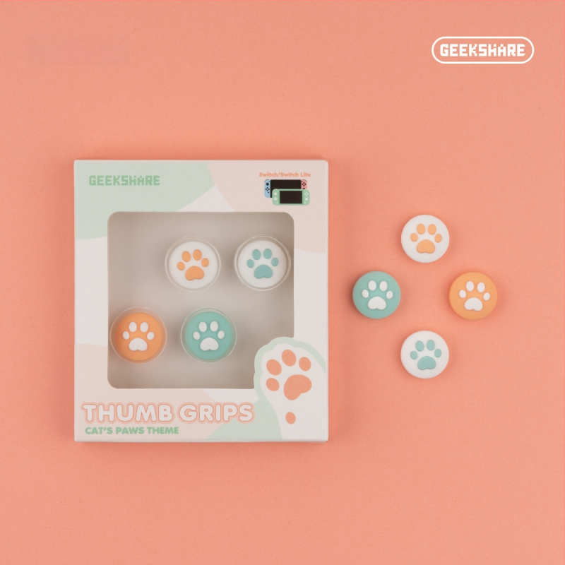 Nintendo Switch Lite silikono džojstiko dangtelių rinkinys su kačių nagų dizainu; įtraukti keturi dangteliai; suderinama su Nintendo Switch ir Switch Lite; svoris apie 19 g
