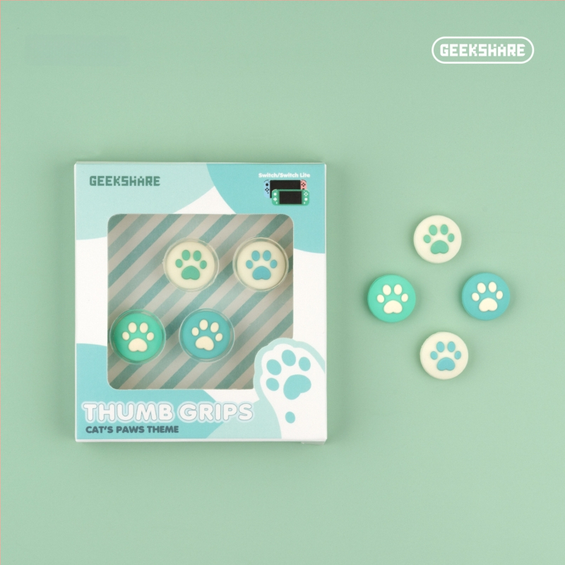 Nintendo Switch Lite silikono džojstiko dangtelių rinkinys su kačių nagų dizainu; įtraukti keturi dangteliai; suderinama su Nintendo Switch ir Switch Lite; svoris apie 19 g