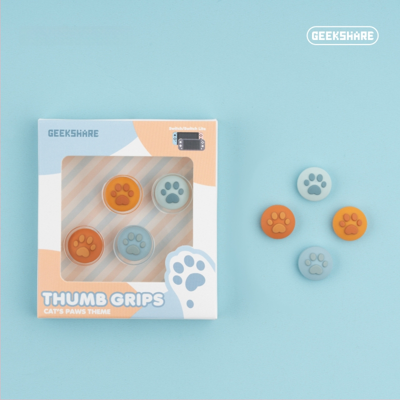 Nintendo Switch Lite silikono džojstiko dangtelių rinkinys su kačių nagų dizainu; įtraukti keturi dangteliai; suderinama su Nintendo Switch ir Switch Lite; svoris apie 19 g