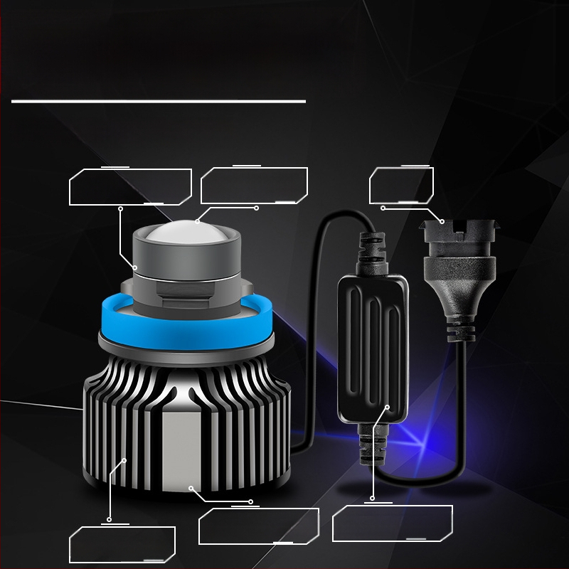 LED ködlámpa lézer lencsével, alumínium ház, H11-hez, 12V, 20W, 6500K, LED 3030