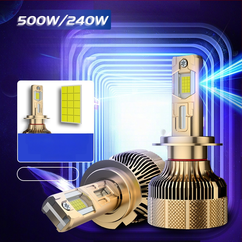 Augstas jaudas LED automobiļu lukturi 500W (12V, IP68, 5000lm, 50000h)