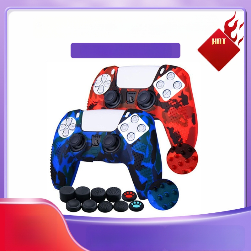 PS5 kontrolleri silikoonist kaitsekorpus kamuflaats granuleeritud tekstuuriga