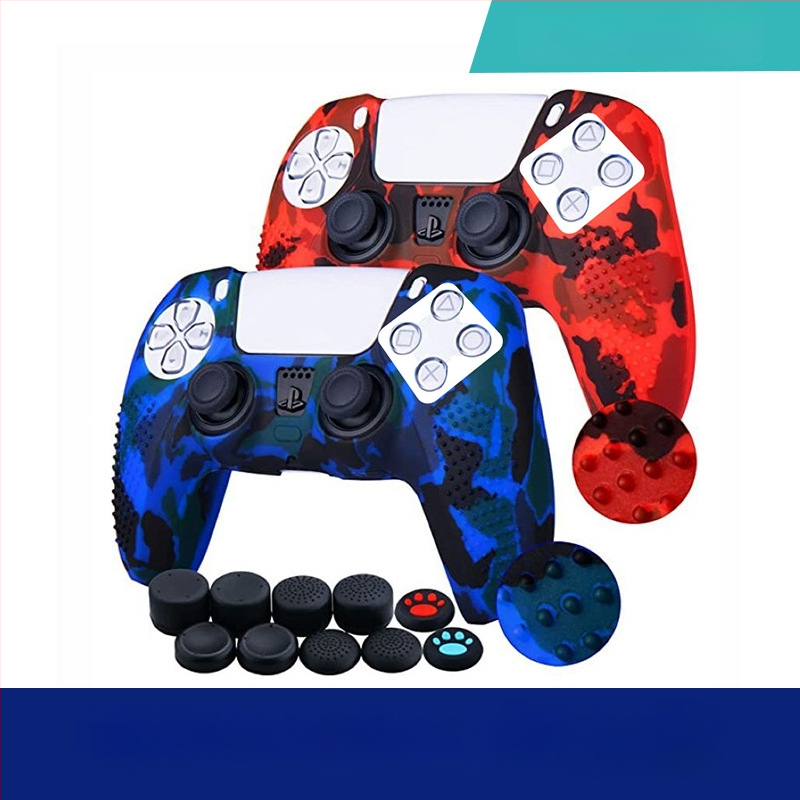 PS5 kontrolleri silikoonist kaitsekorpus kamuflaats granuleeritud tekstuuriga