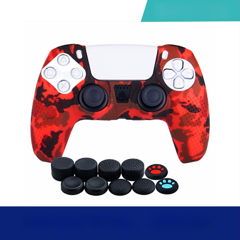 PS5 kontrolleri silikoonist kaitsekorpus kamuflaats granuleeritud tekstuuriga