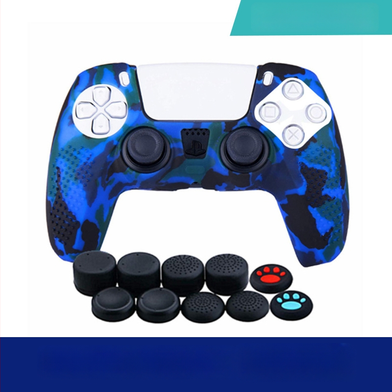 PS5 kontrolleri silikoonist kaitsekorpus kamuflaats granuleeritud tekstuuriga