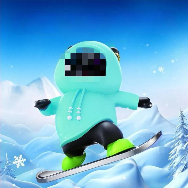 Automašīnas paneļa dekors ar lāci uz slidinoša skeita dēļa, karikatūras stilā, sakausējuma materiāls, dzīvnieku dizains