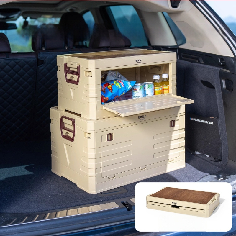 Auto pakiruumi korraldaja integreeritud telkimislauaga – 50–60 L, PP materjal, mudel AJP06, kaasaskantav