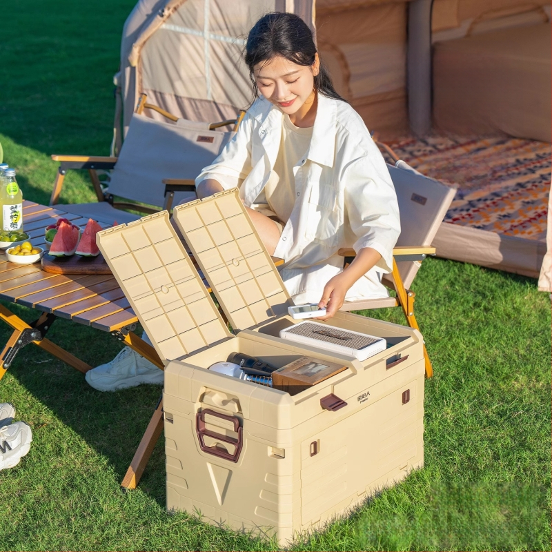 Auto pakiruumi korraldaja integreeritud telkimislauaga – 50–60 L, PP materjal, mudel AJP06, kaasaskantav