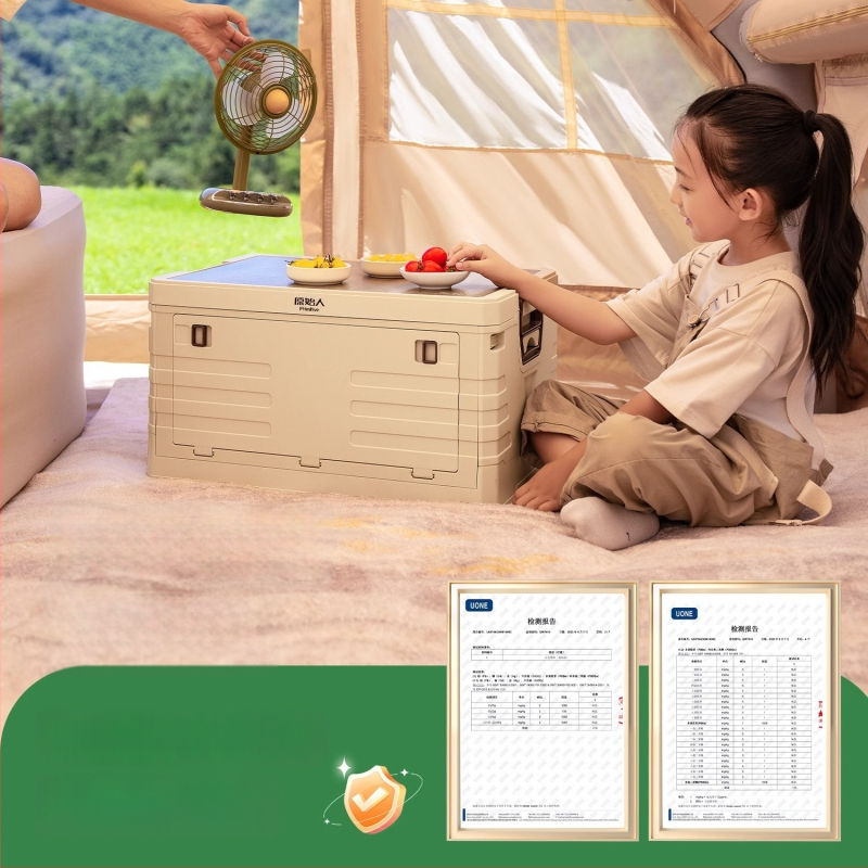 Auto pakiruumi korraldaja integreeritud telkimislauaga – 50–60 L, PP materjal, mudel AJP06, kaasaskantav