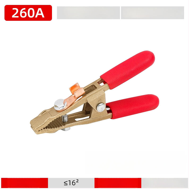 Pilnīgi vara zemējuma skava ar A-formu, paredzēta metināšanai un automašīnas akumulatora palaišanai, Alligator klips