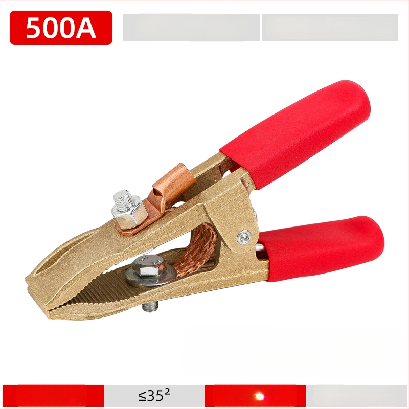 Pilnīgi vara zemējuma skava ar A-formu, paredzēta metināšanai un automašīnas akumulatora palaišanai, Alligator klips